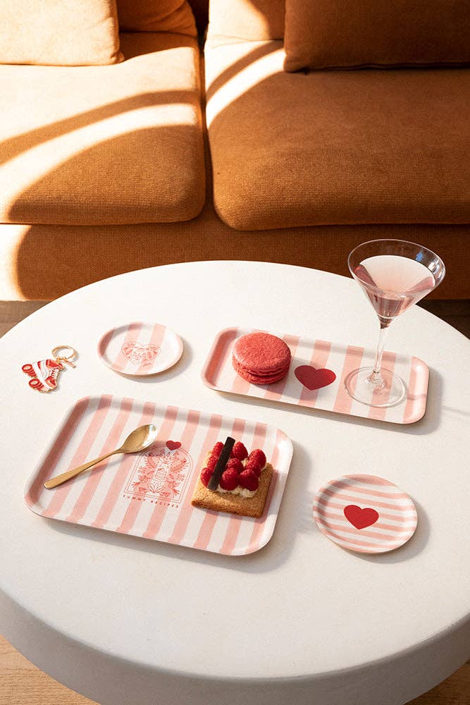 Plateau de petit-déjeuner - Rayures roses 4