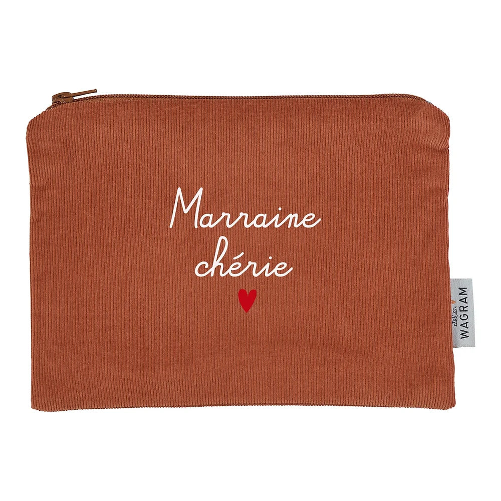 Trousse velours brique — A personnaliser