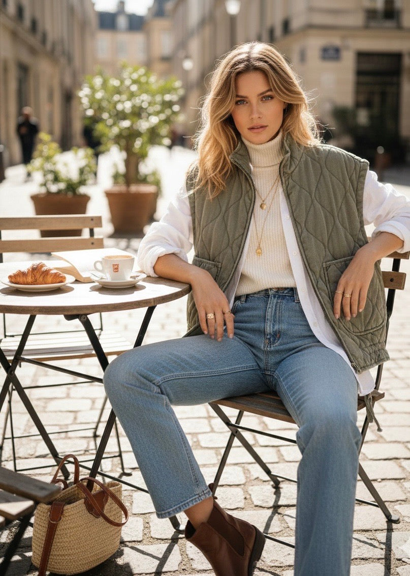 Gilet en Jean vert sans manches 3