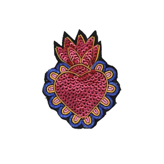 Broche Ex-Voto rouge gold à sequins brodés