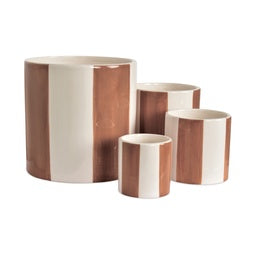 Set de 4 pots à rayures marrons — L