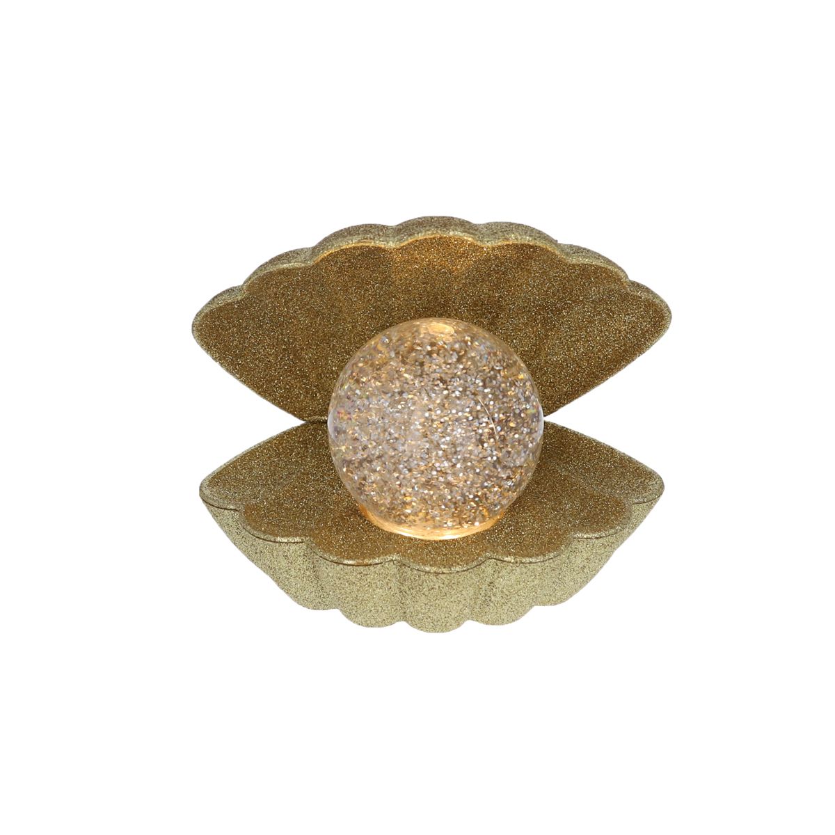 Lampe coquillage à paillettes dorées 2