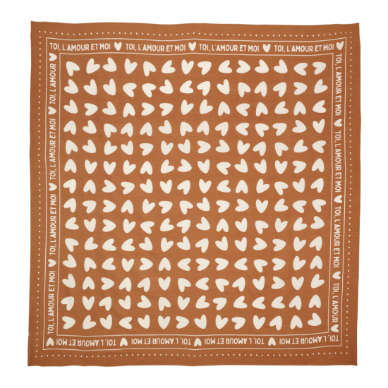 Grand Foulard coeur Toi l'Amour marron/blanc 3