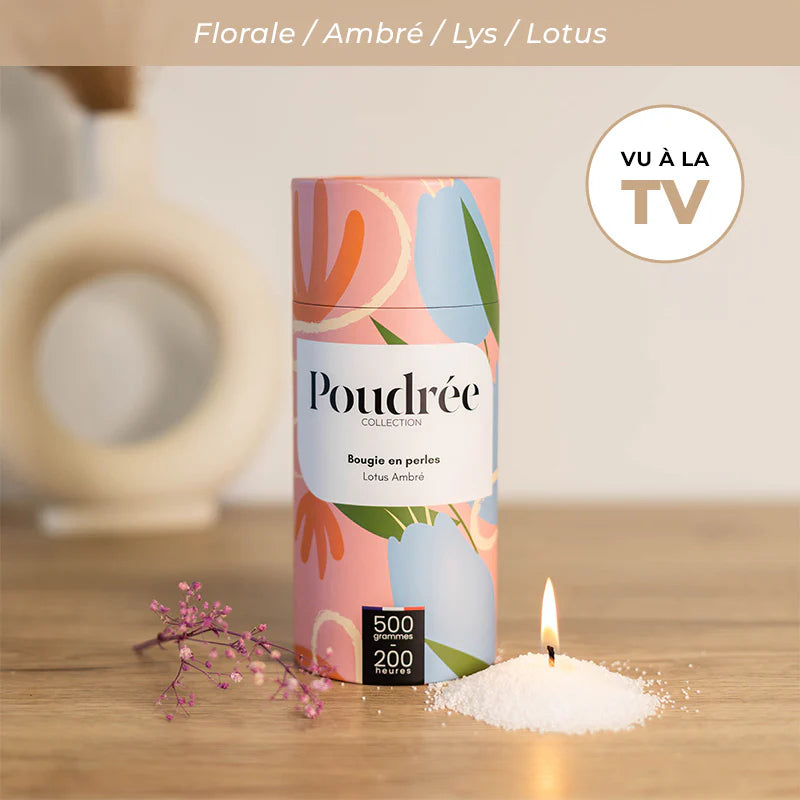 Bougie parfumée 100% naturelle - Flora Perles Lotus ambré
