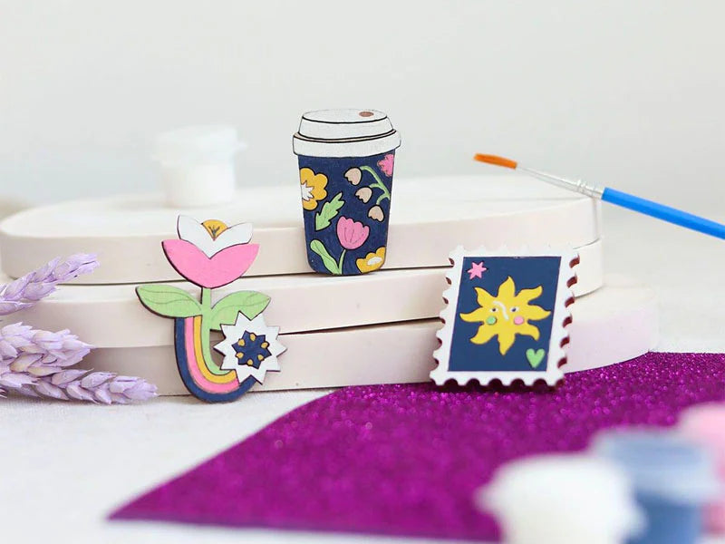 Kit DIY Mes broches en bois à peindre 2