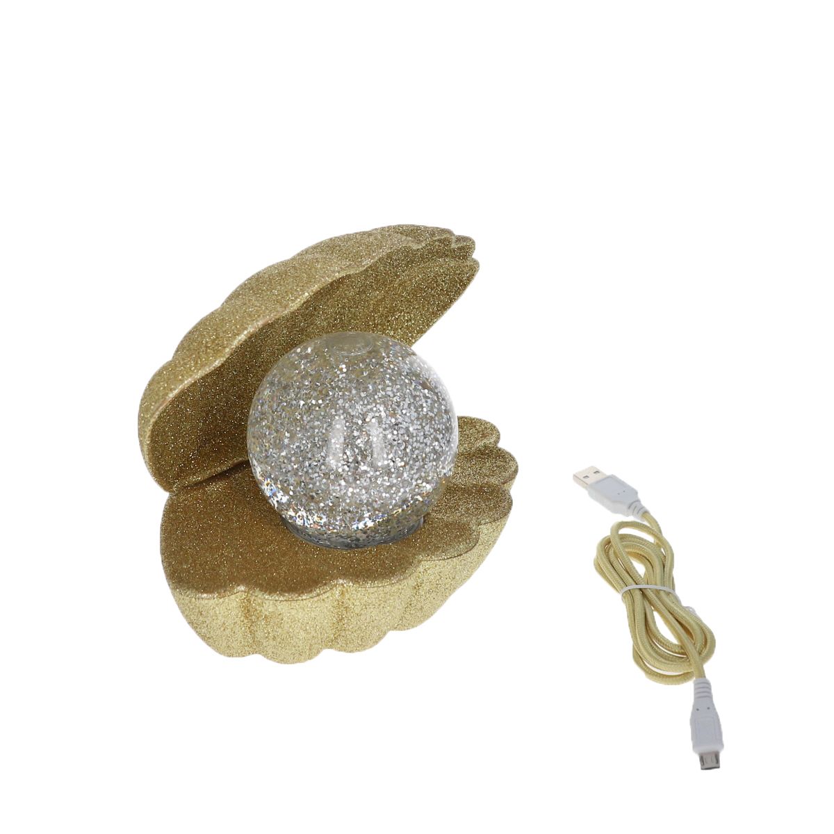 Lampe coquillage à paillettes dorées 4
