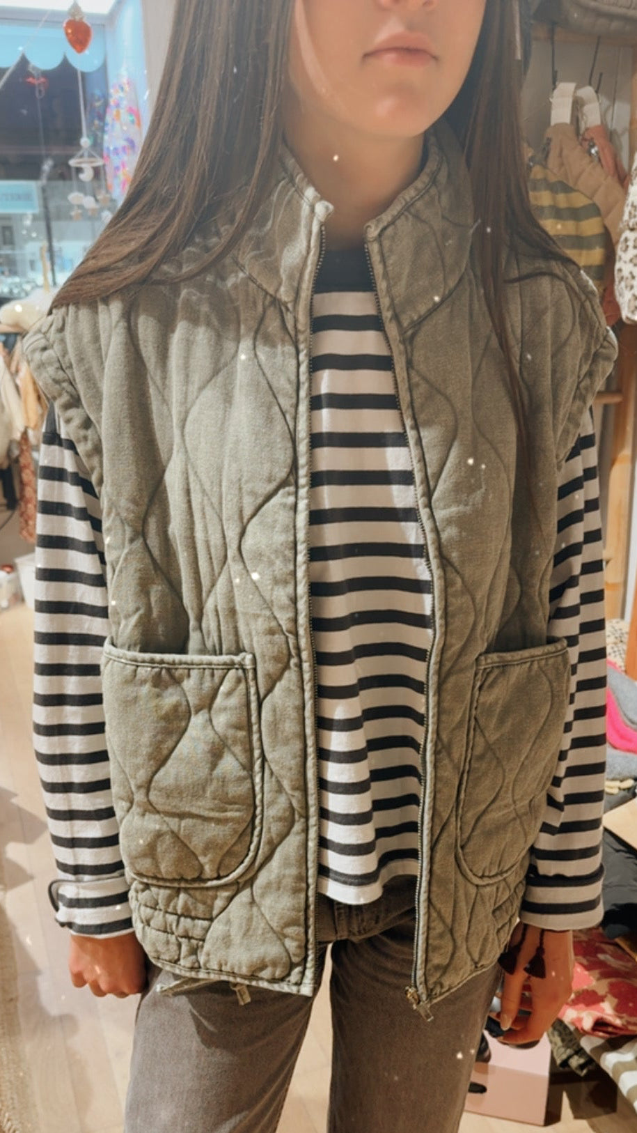 Gilet en Jean vert sans manches 4