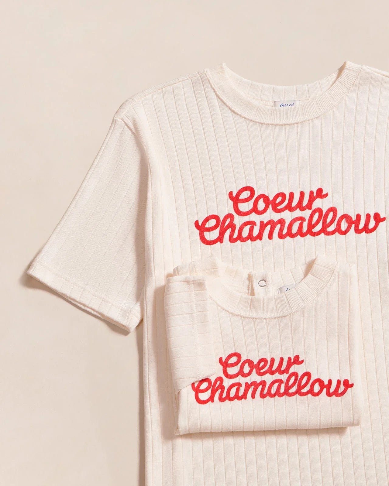 Le t-shirt Cœur chamallow enfant en coton bio - crème 2