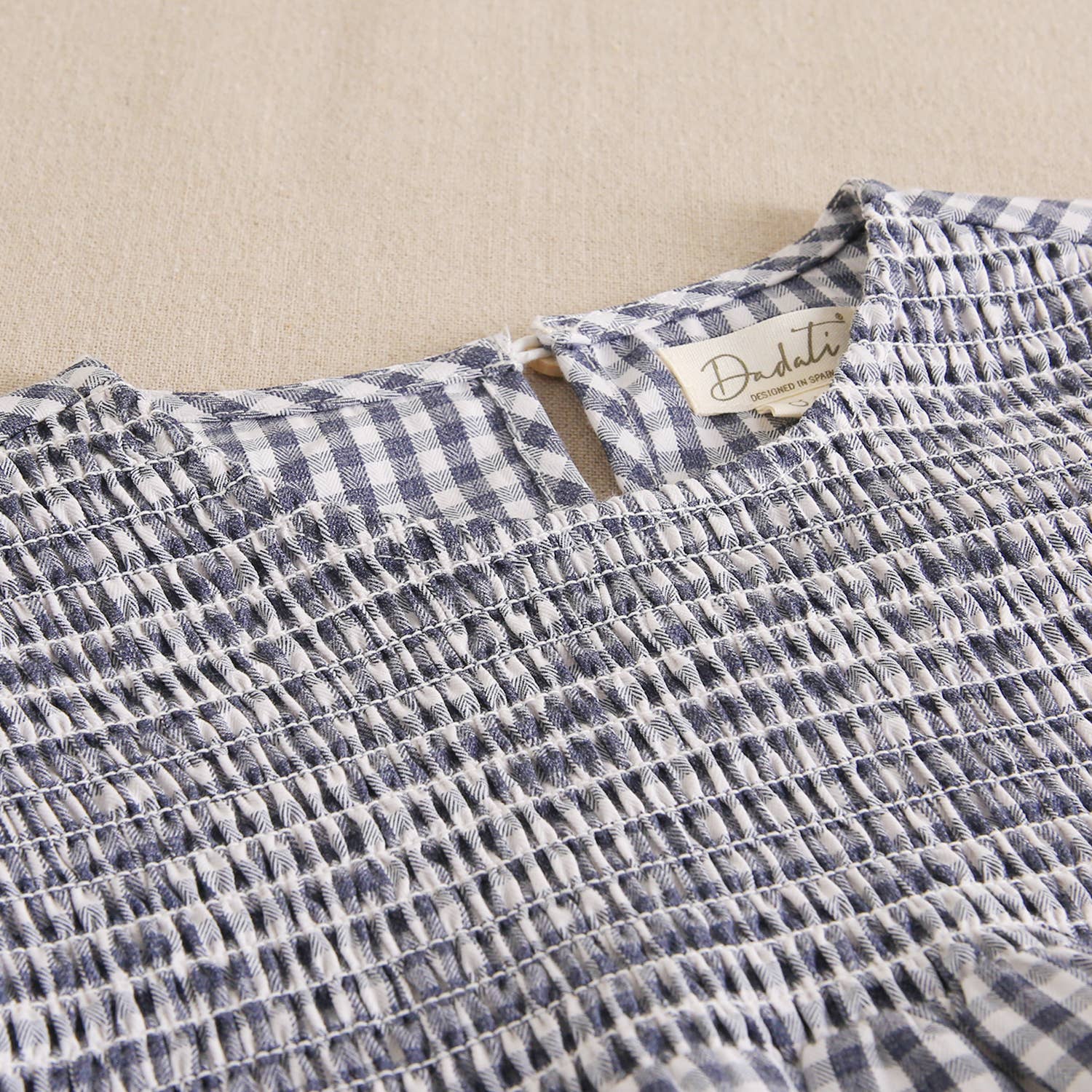Blouse à manches longues à carreaux bleu et blanc Vichy pour fille 7