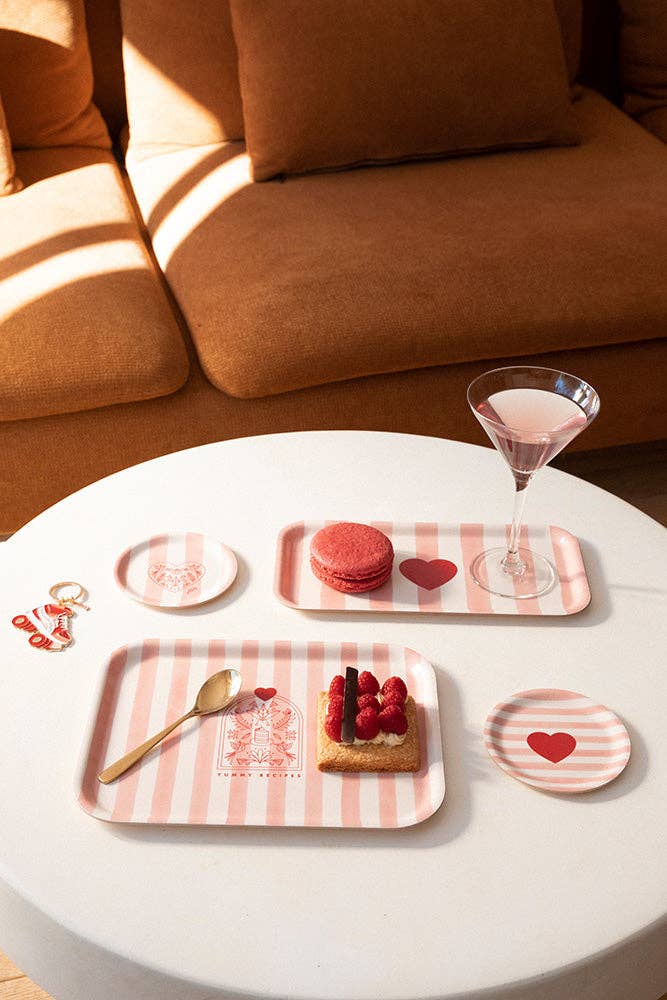 Plateau de petit-déjeuner - Rayures roses 5