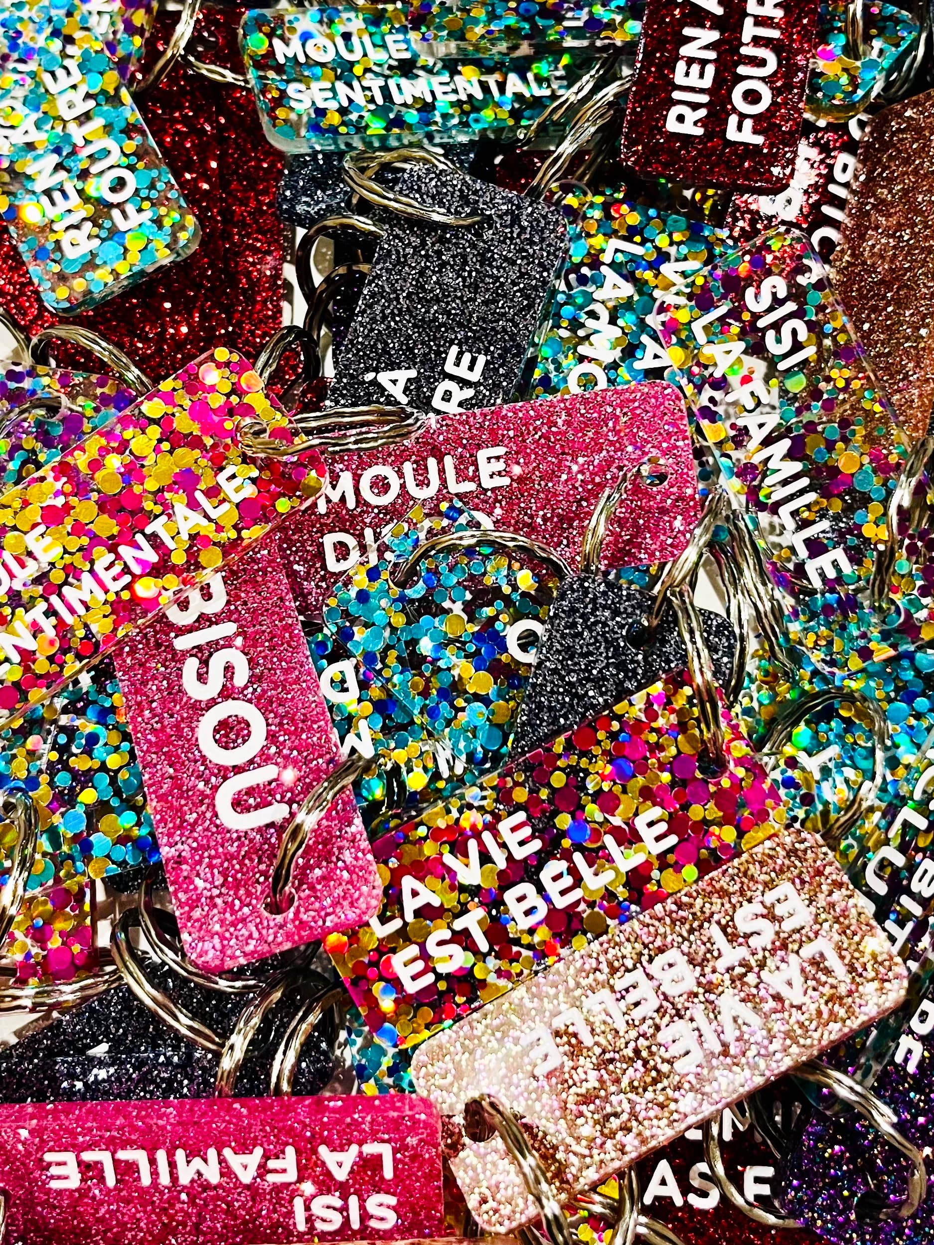 Porte-clés à paillettes : Je t'aime maman 3