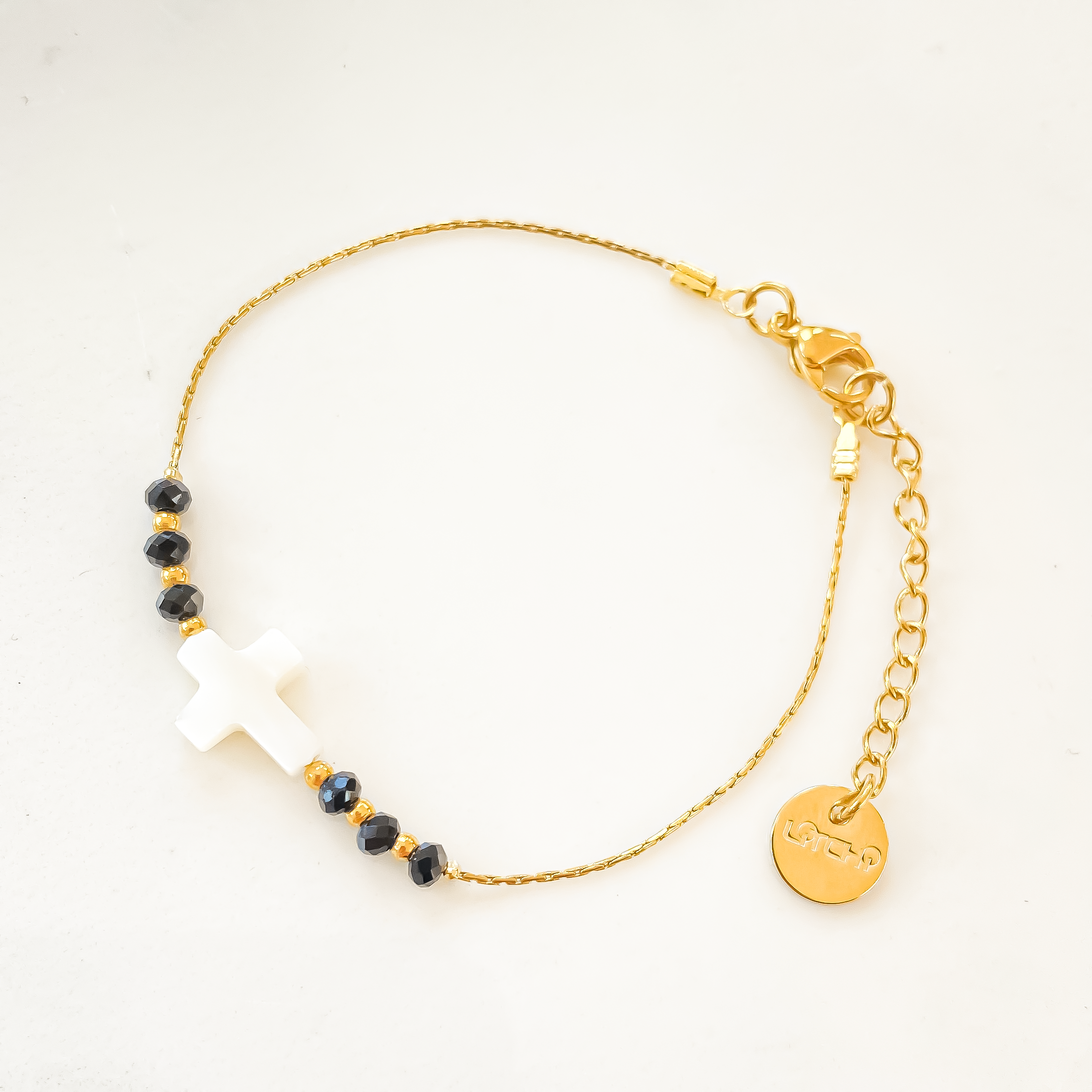 Bracelet Croix de Nacre Noir
