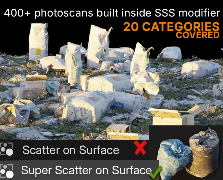 Super Scatter On Surface - Blender scatter with 400+ photoscans in 20 categories