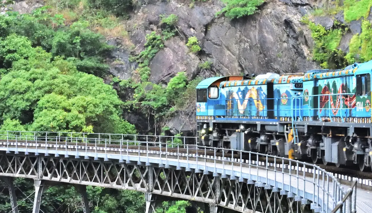 Kuranda Rail passing over bridge