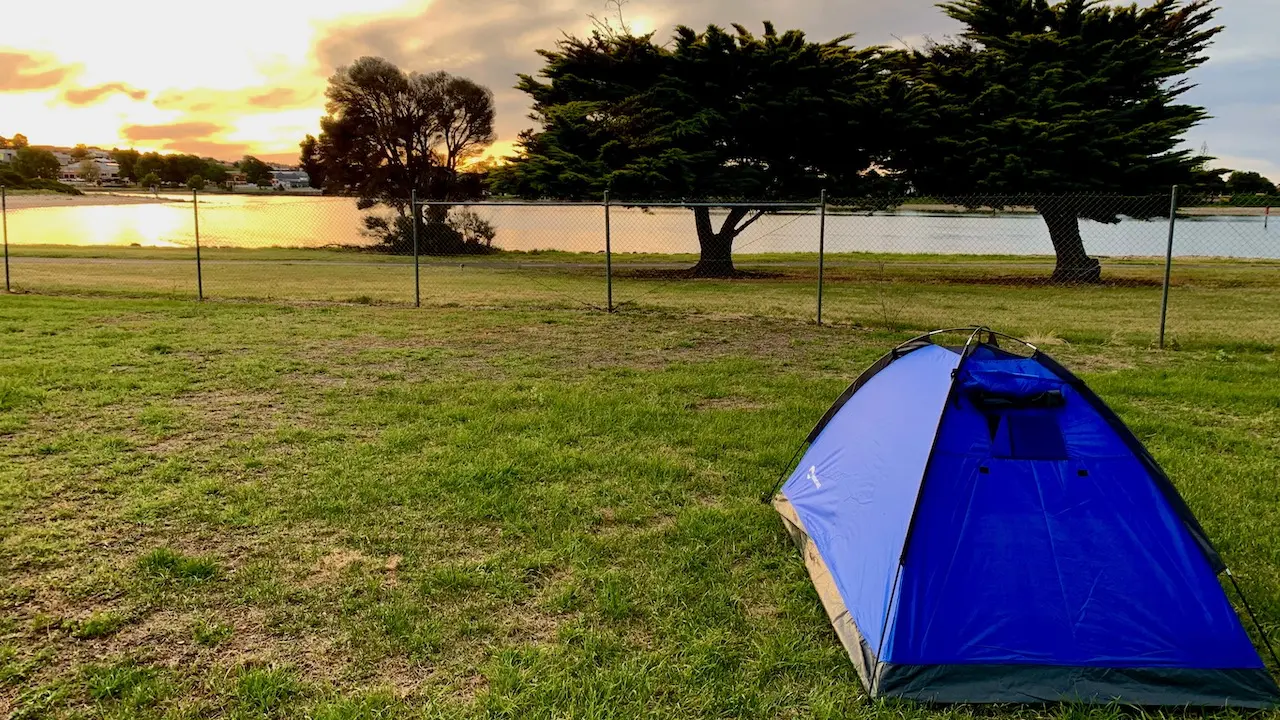 Camping by the Devonport Beach