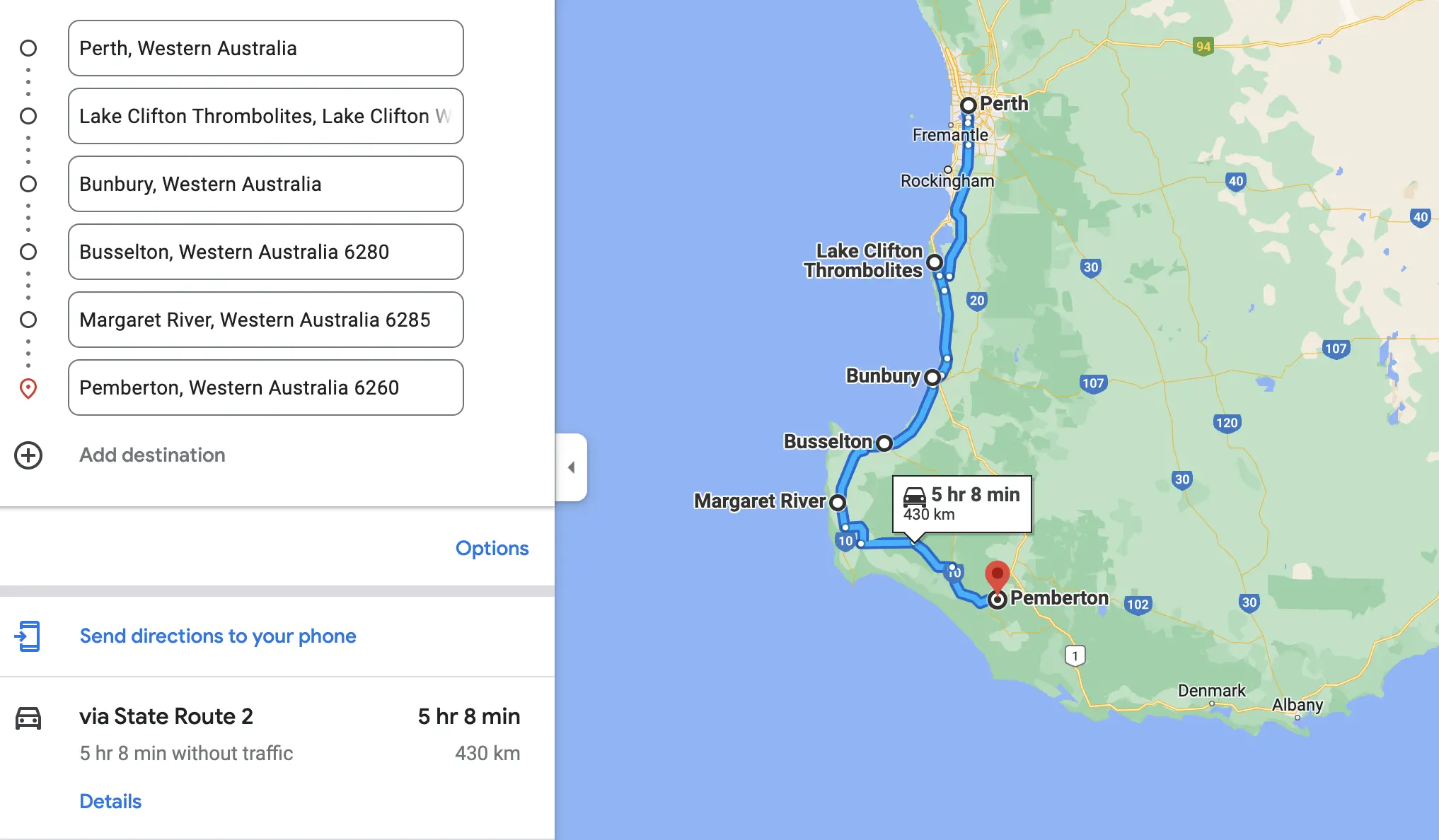 2 Day Itinerary - Perth to Margaret River