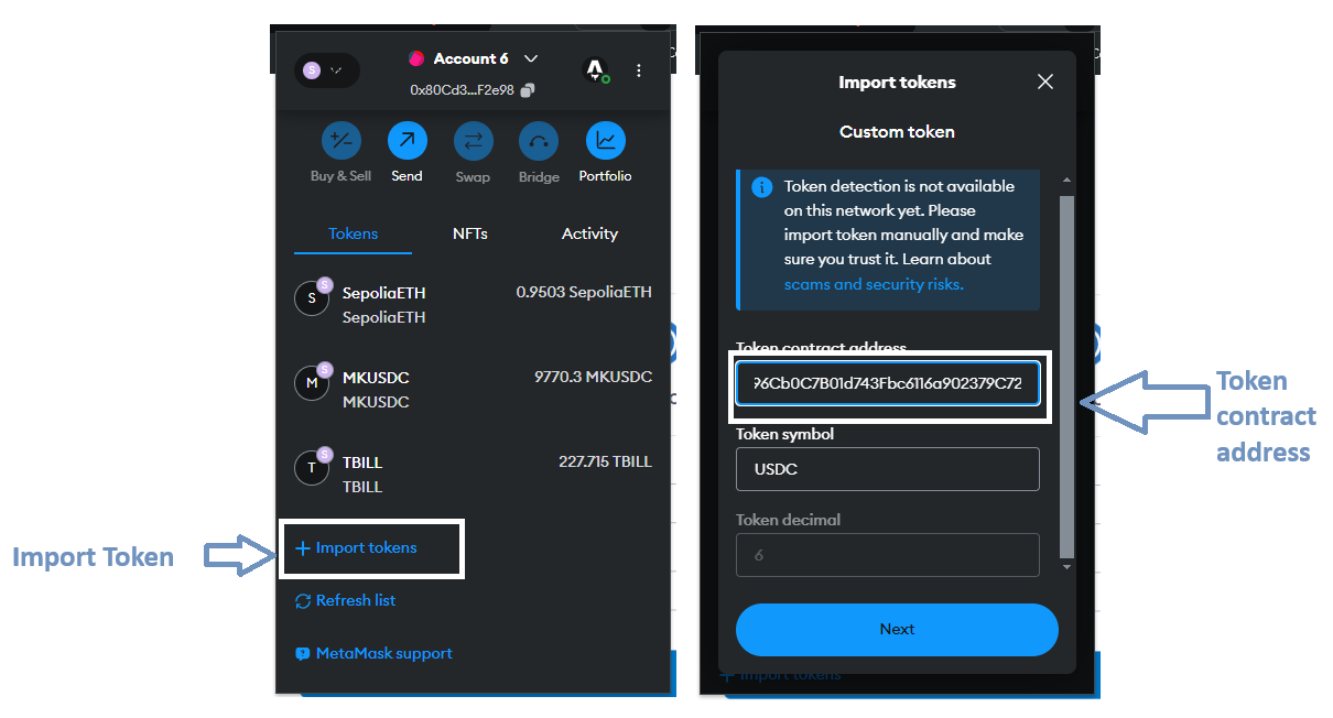 MetaMask wallet and coins