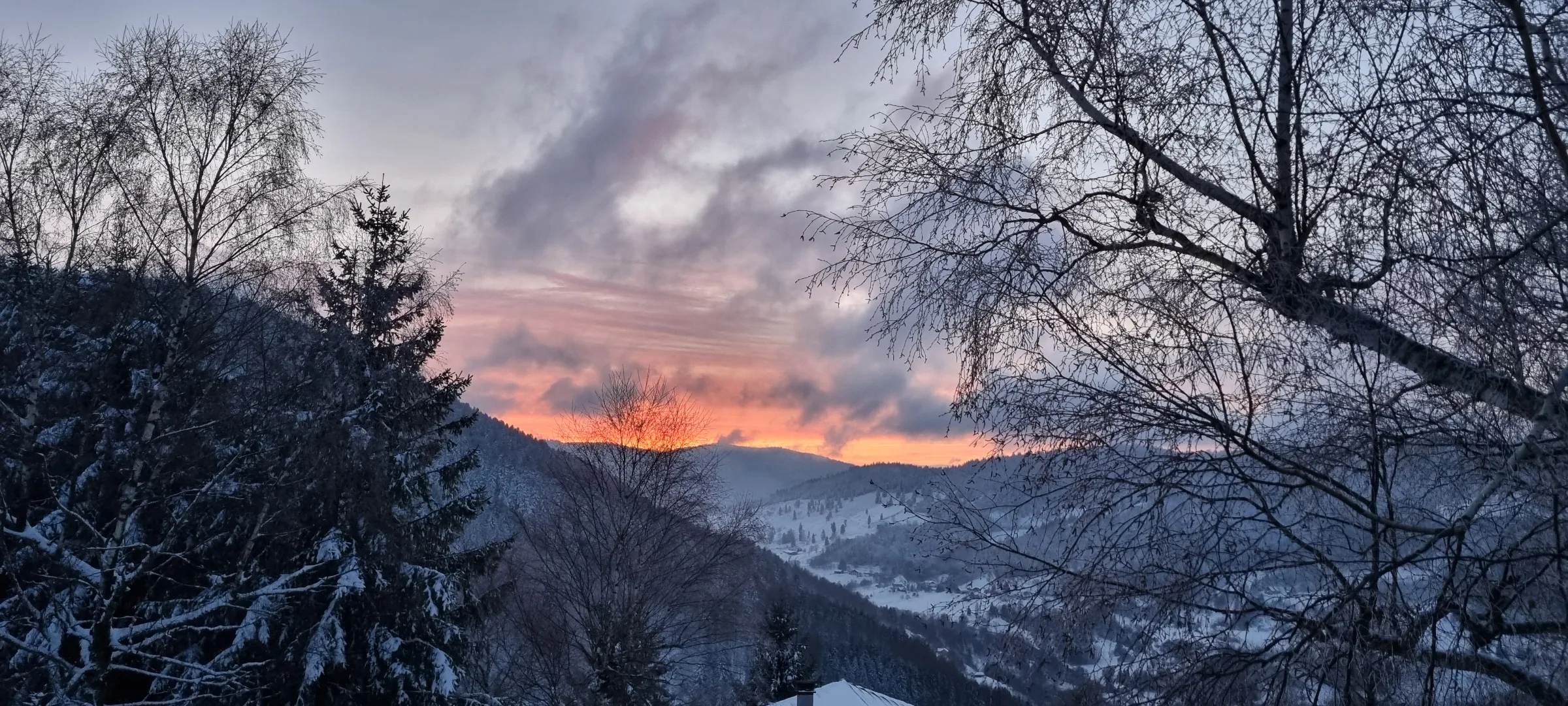 Coucher de soleil depuis la terrasse