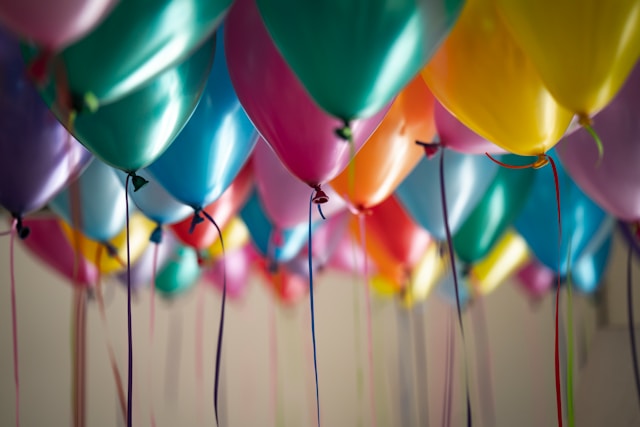 balloons in multiple colors