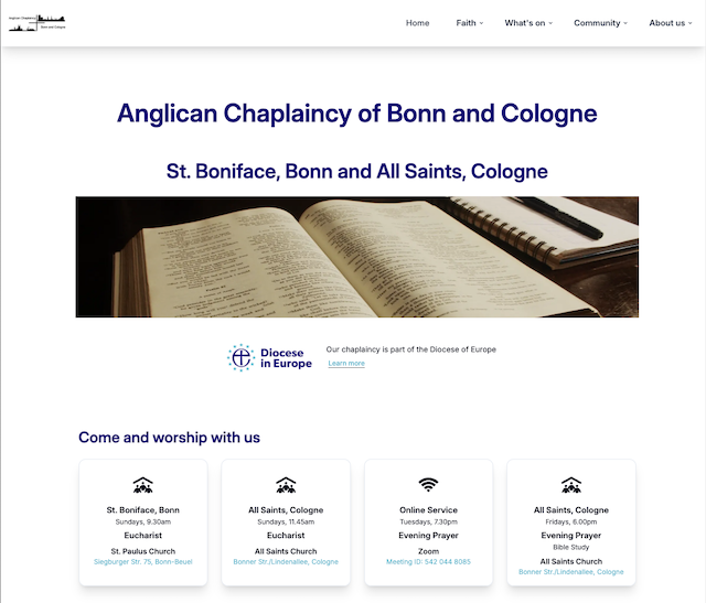 screenshot of the new website