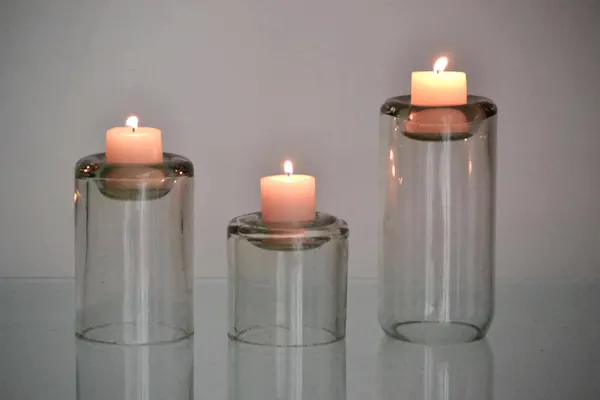 Set Portavelas vidrio soplado, incluye las 3 piezas