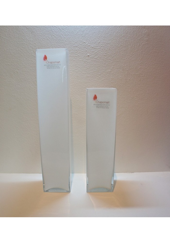 Cuadrado de cristal blanco, 30 y 40cm altura