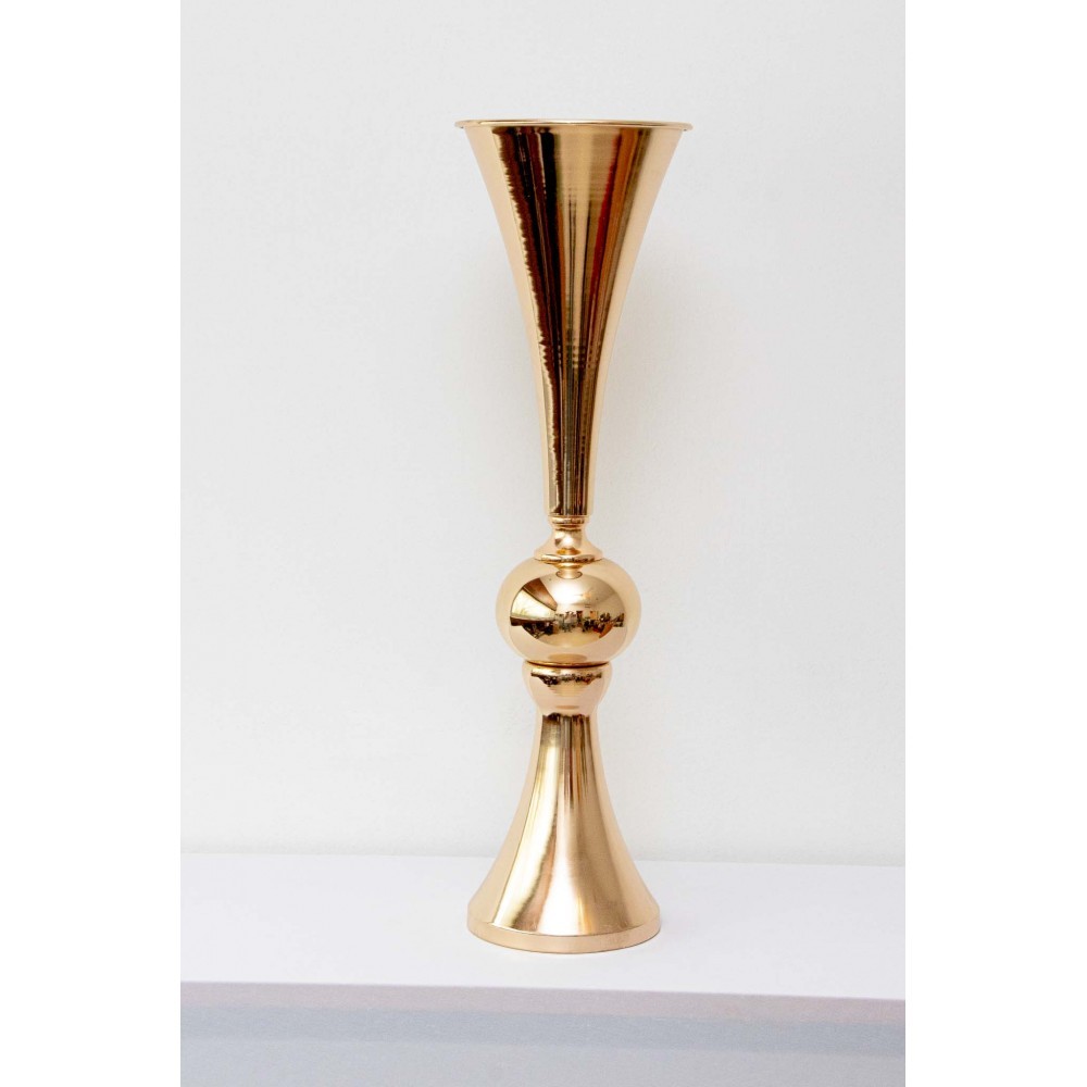 Trompeta metálica oro 65cm altura