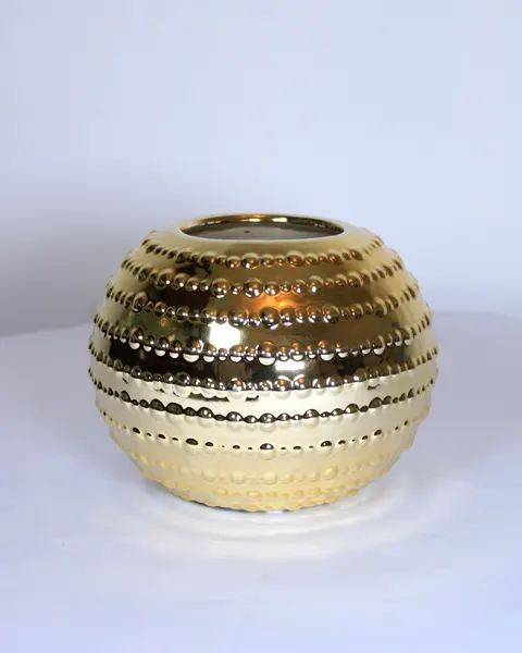 Base cerámica polimnia de 14cm de altura, oro y plata.