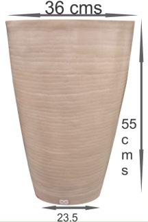 Maceta Klya Beige Polietileno 55cm altura, 36cm boca