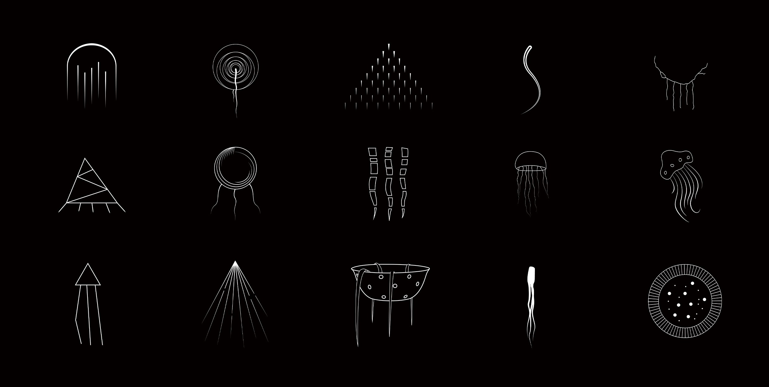 A last-minute all-nighter project from the COVID years, featuring a series of small jellyfish-themed designs. I still really like these.