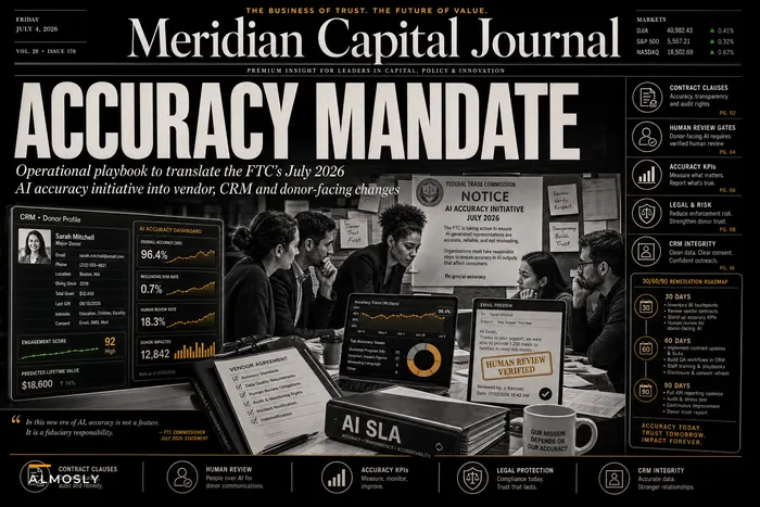FTC's AI Accuracy Push: An Operational Playbook for Nonprofit Donor Communications, Reporting and Vendor Governance