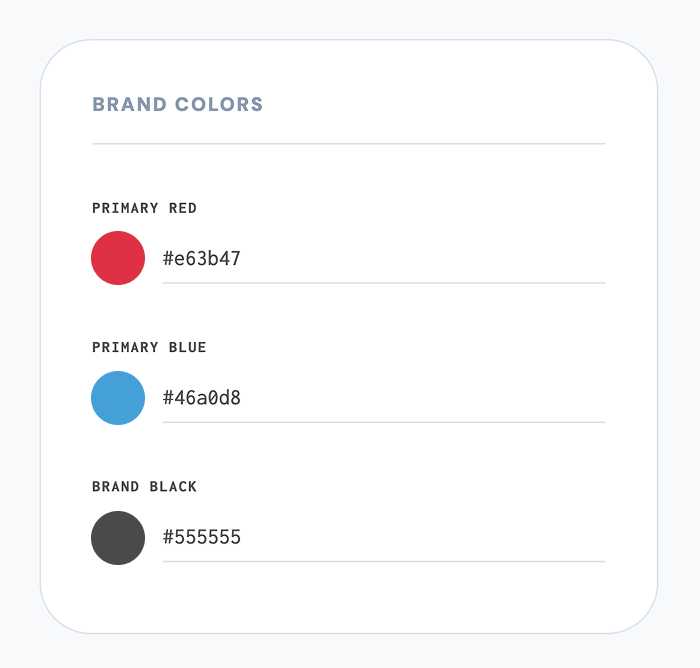 Global tokens for brand colors.