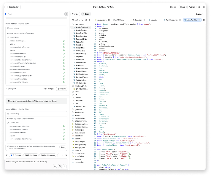 Google AI Studio UI working on this site.