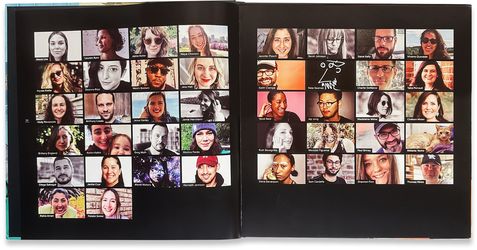 Color portrait mosaic celebrates a diverse group of creative contributors across the organization.