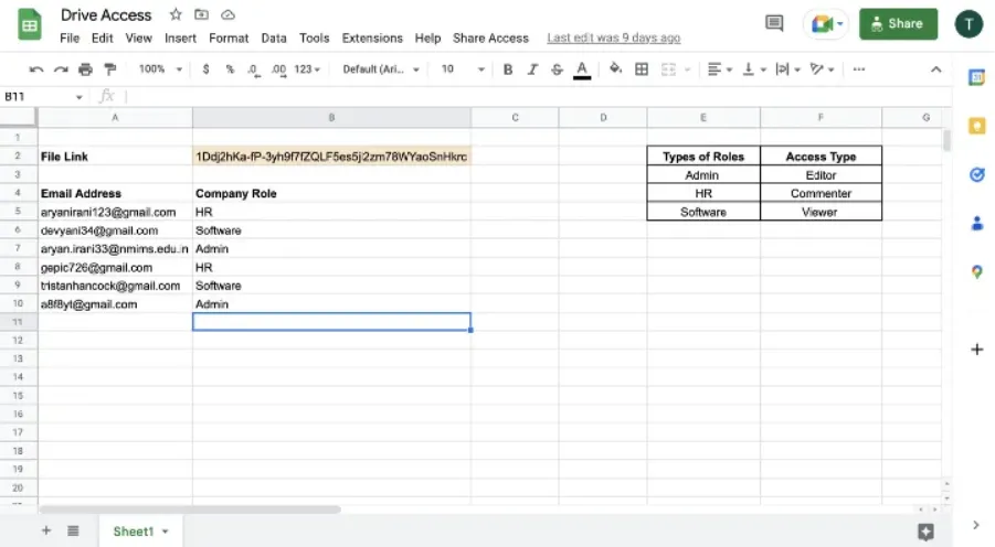 google-sheet-drive-access