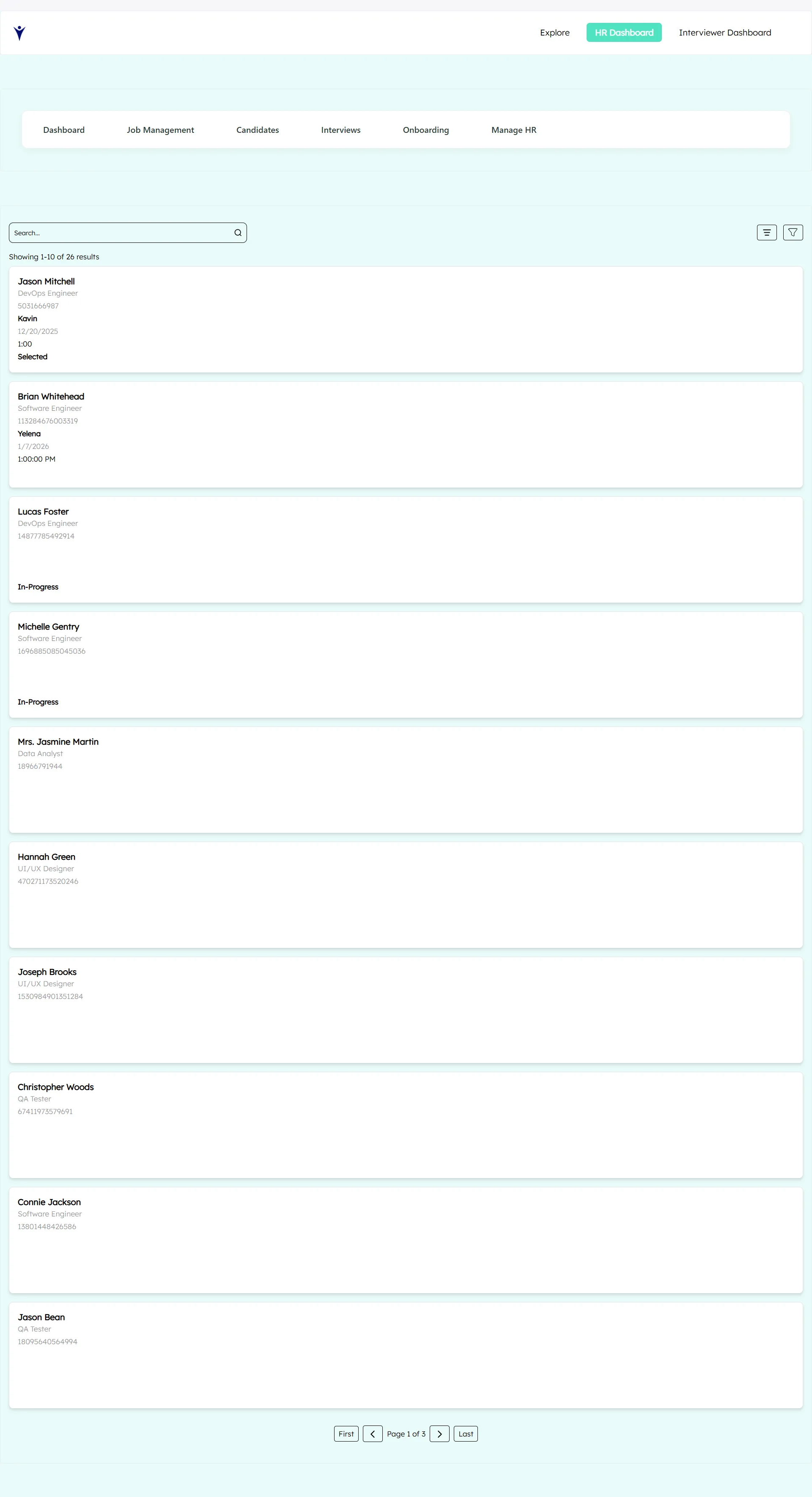 list of candidates in round 1