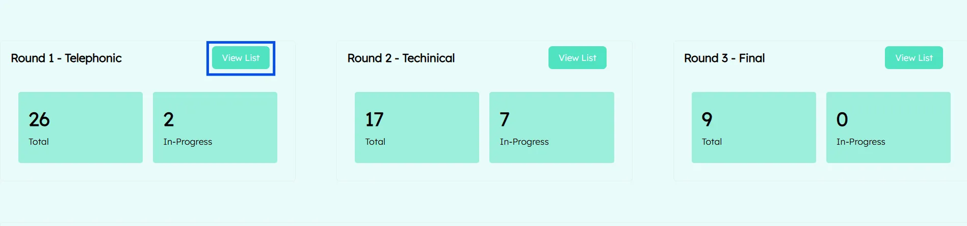 view round 1 candidate list