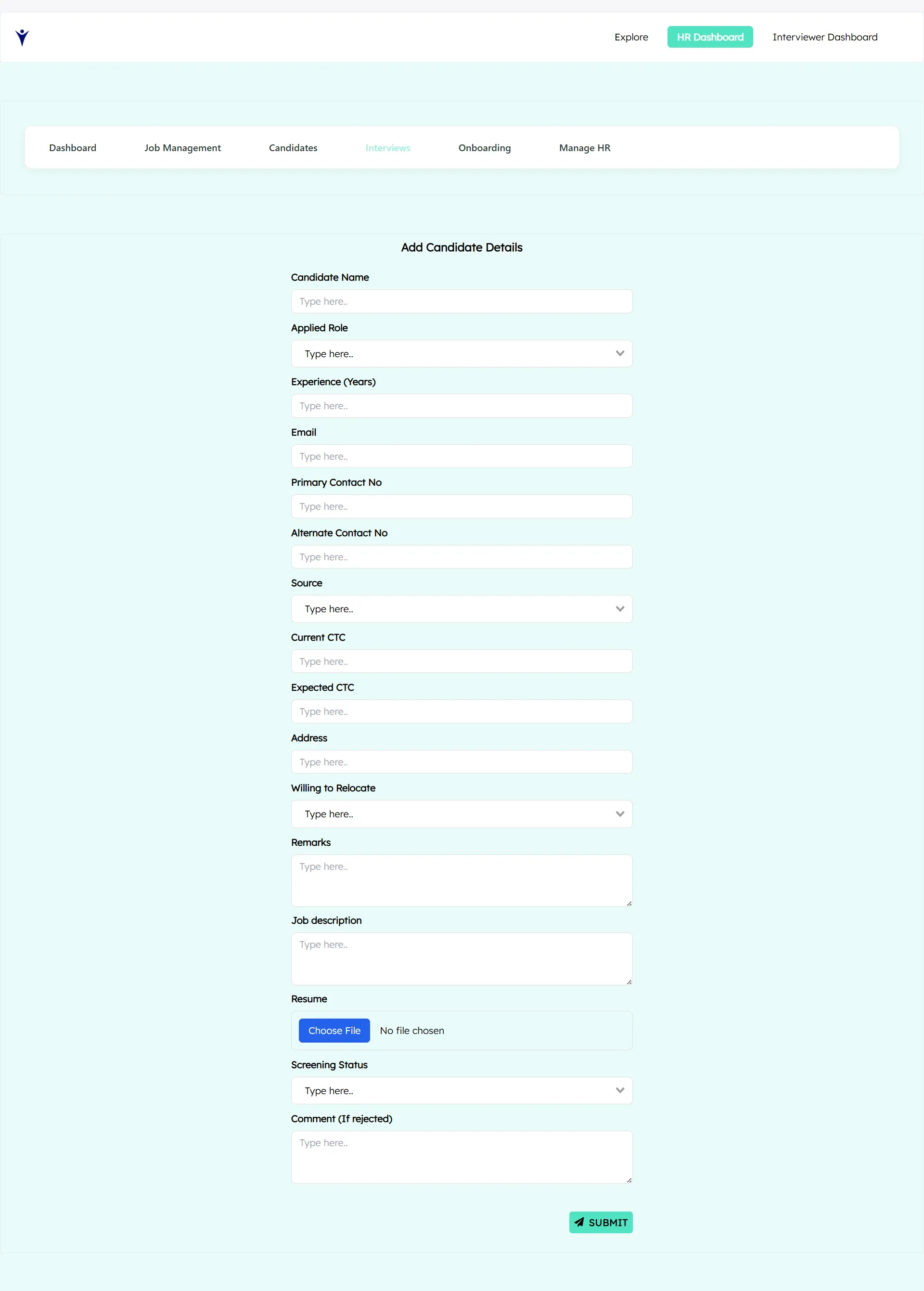 Add Candidate Form