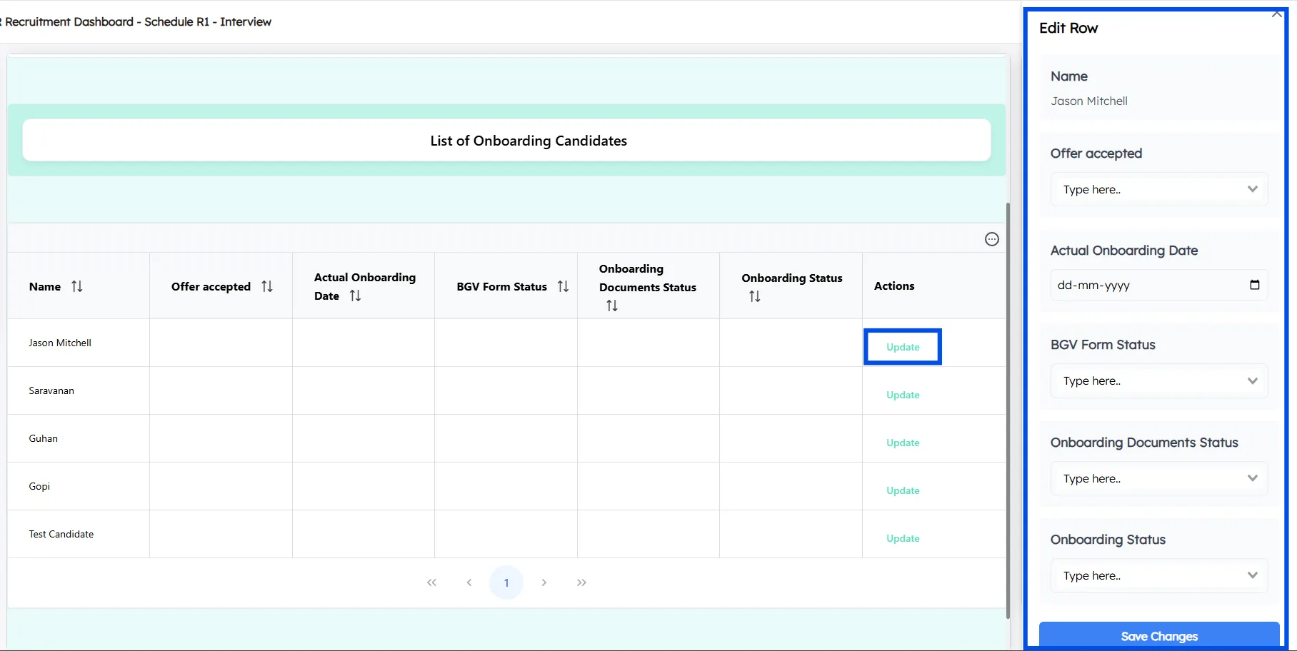 update onboarding candidates