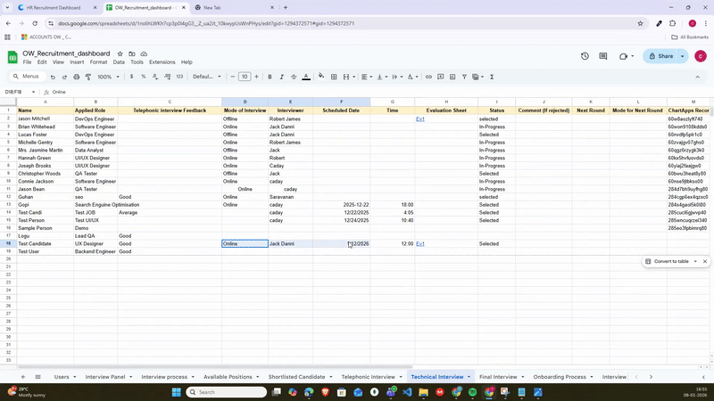 Technical to Final Interview Automation