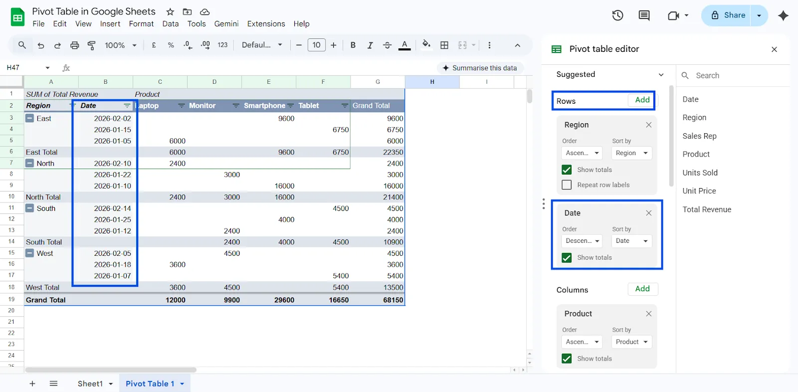 Group Dates in Pivot Table