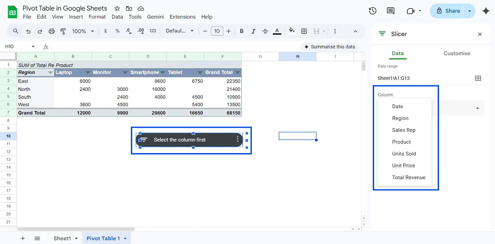 Customising the Slicer