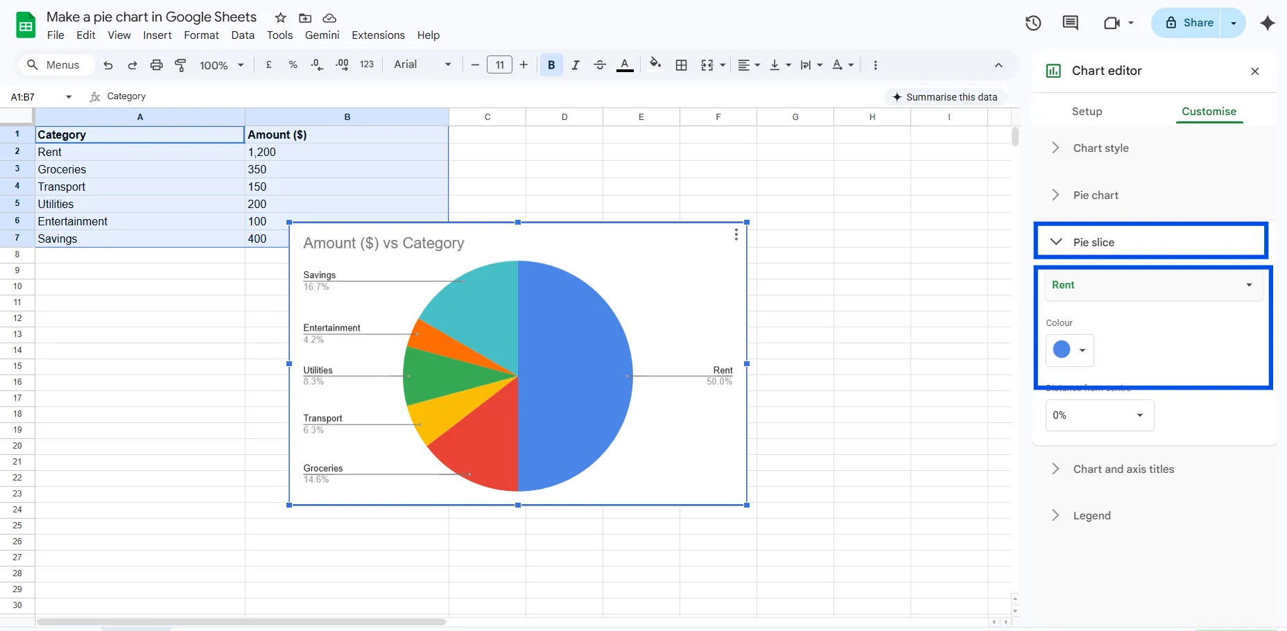 How to Change Pie Slice Colors