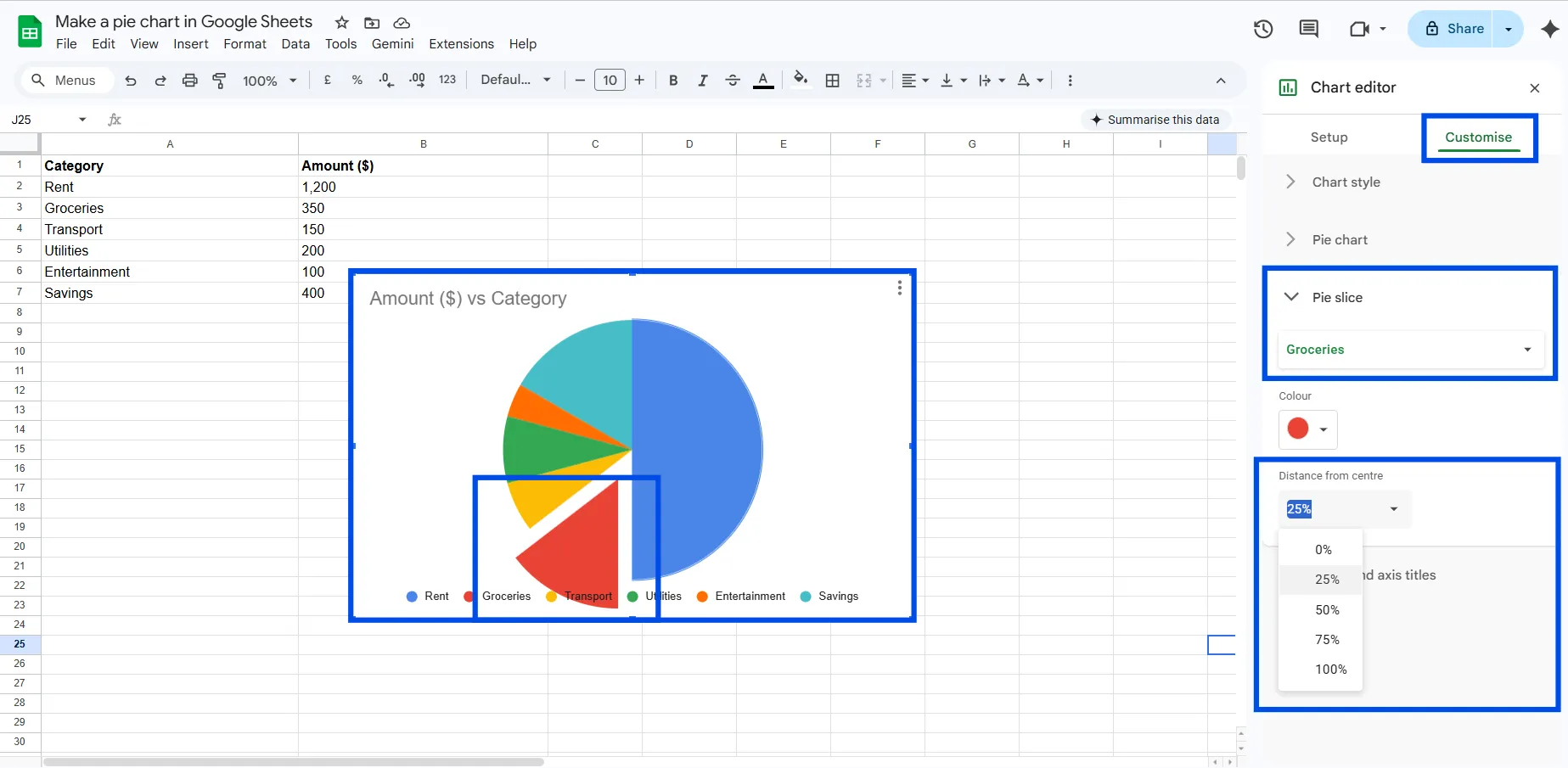 How to Pull Out a Slice (Exploded Pie Chart)