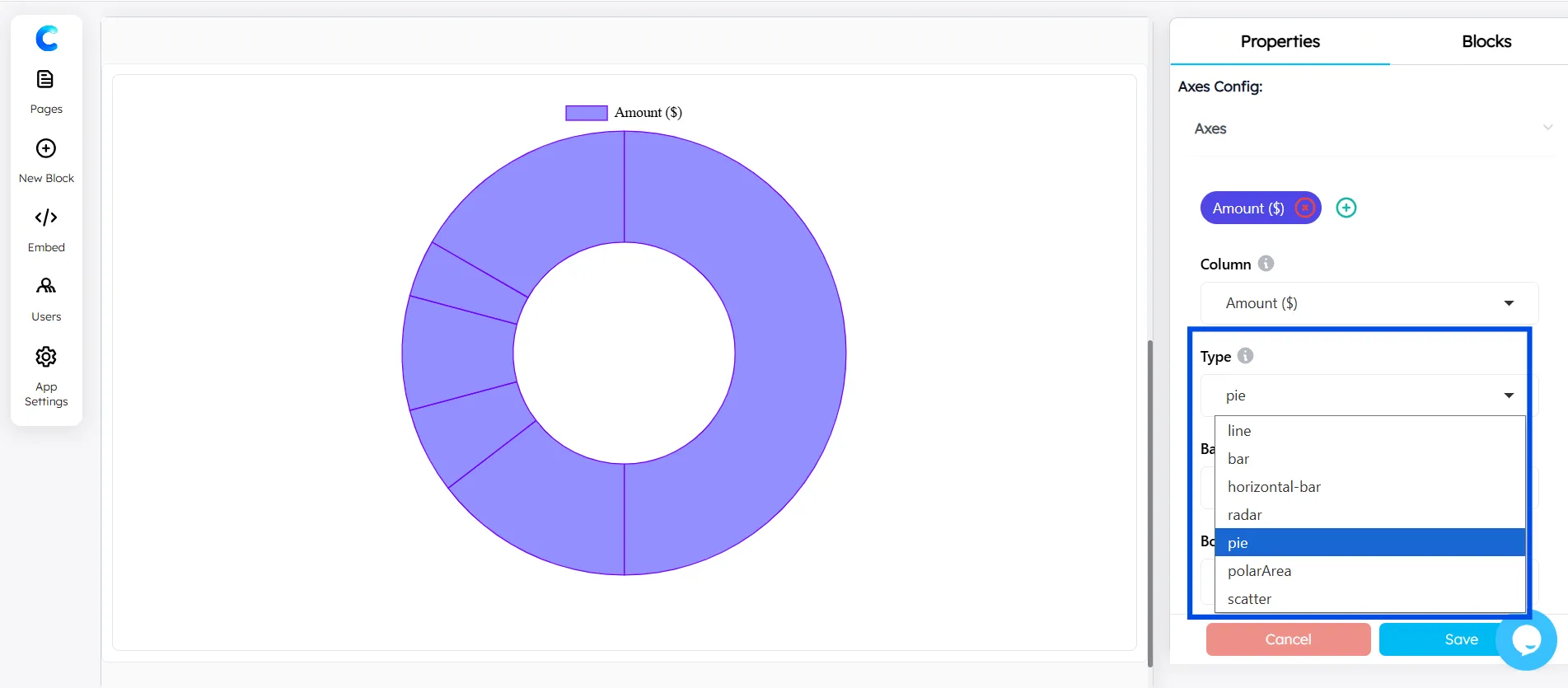Choose Pie Chart Type