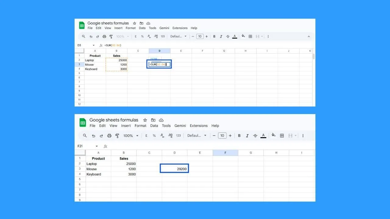 SUM Formula Basic Calculation 