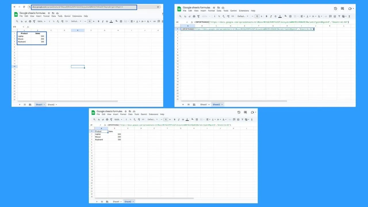 Using IMPORTRANGE function in Google Sheets