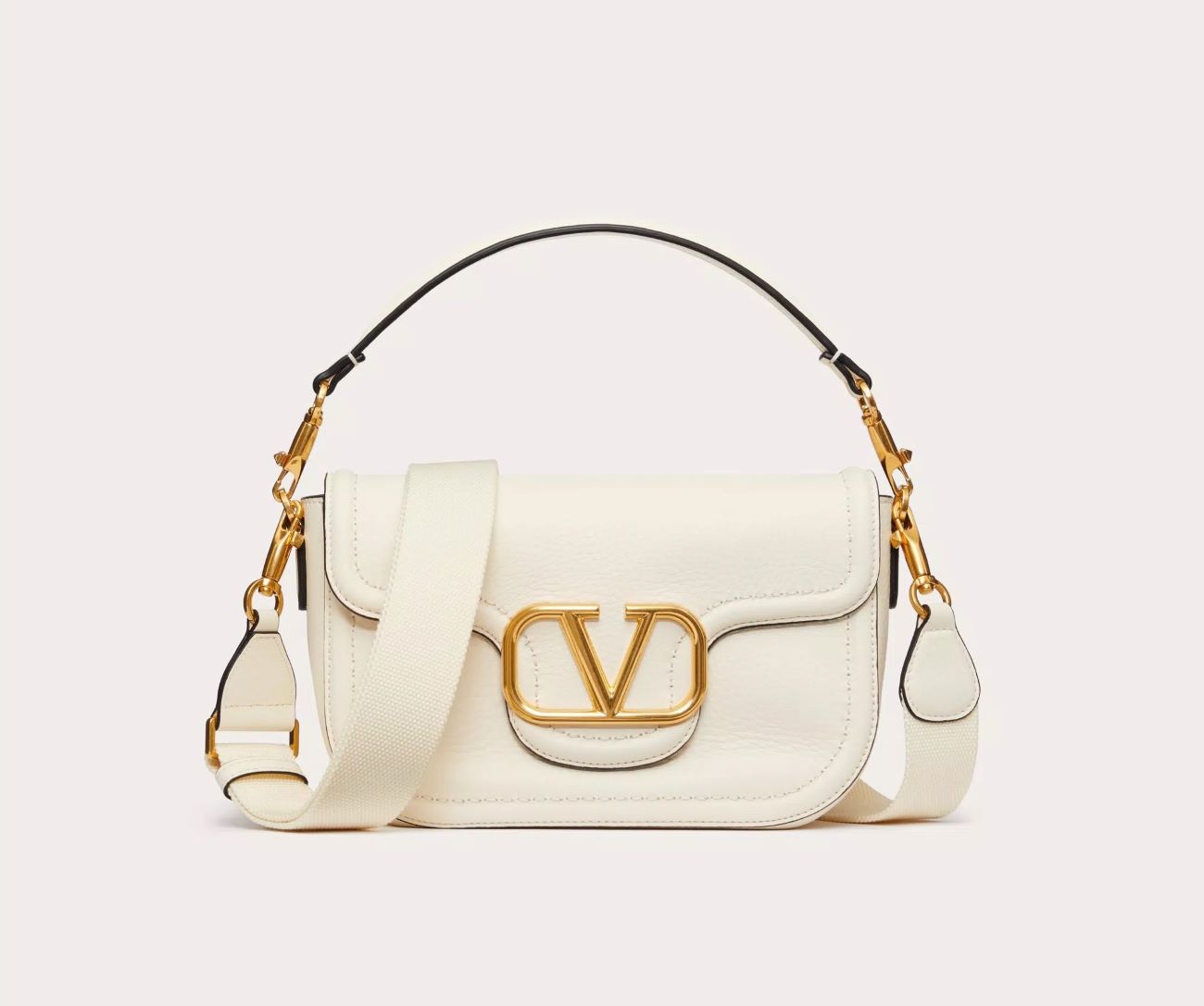 Valentino Garavani Alltime Grainy Calfskin Shoulder Bag