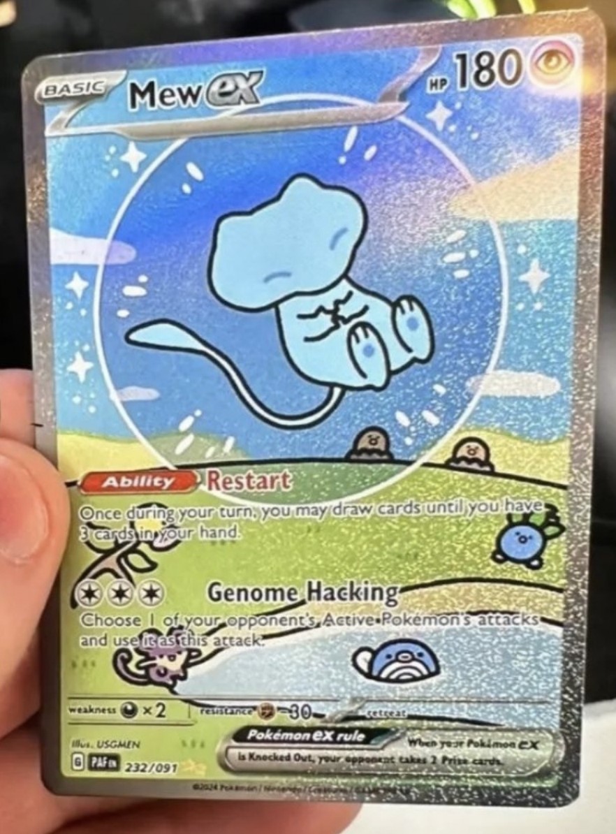 Discover Pokémon brilliance with Paldean Fates! Get an exclusive glimpse of the Early Leaked Shiny Mew EX SIR card. Embrace the excitement of rare shiny Pokémon