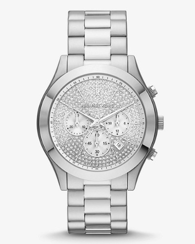 Michael Kors Oversized Slim Runway Pave Silver-Toned Watch MK8910